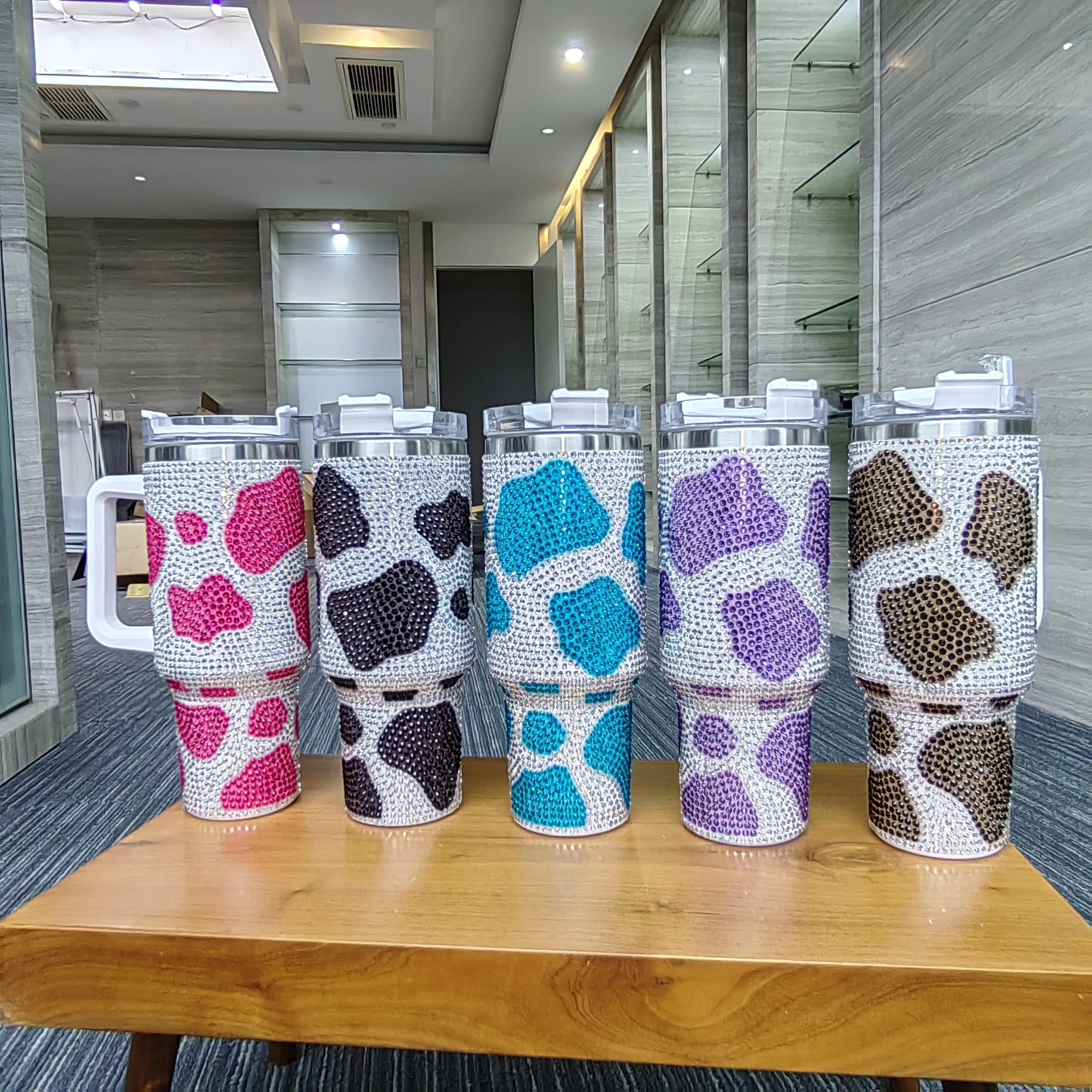 40oz insulated tumbler with straw 40 ounce rhinestone tumbler with handle cow print tumbler cup