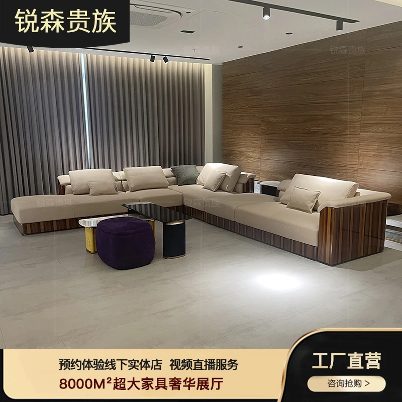MO LAN Light luxury villa large family Bentley postmodern living room corner leather sofa furniture