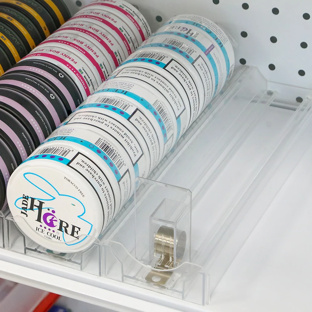 Spring Loaded Oral Cans Chewing Display Rack Metal Case Aluminum Nicotine Pouches Round Cigarette Box Snus Pusher