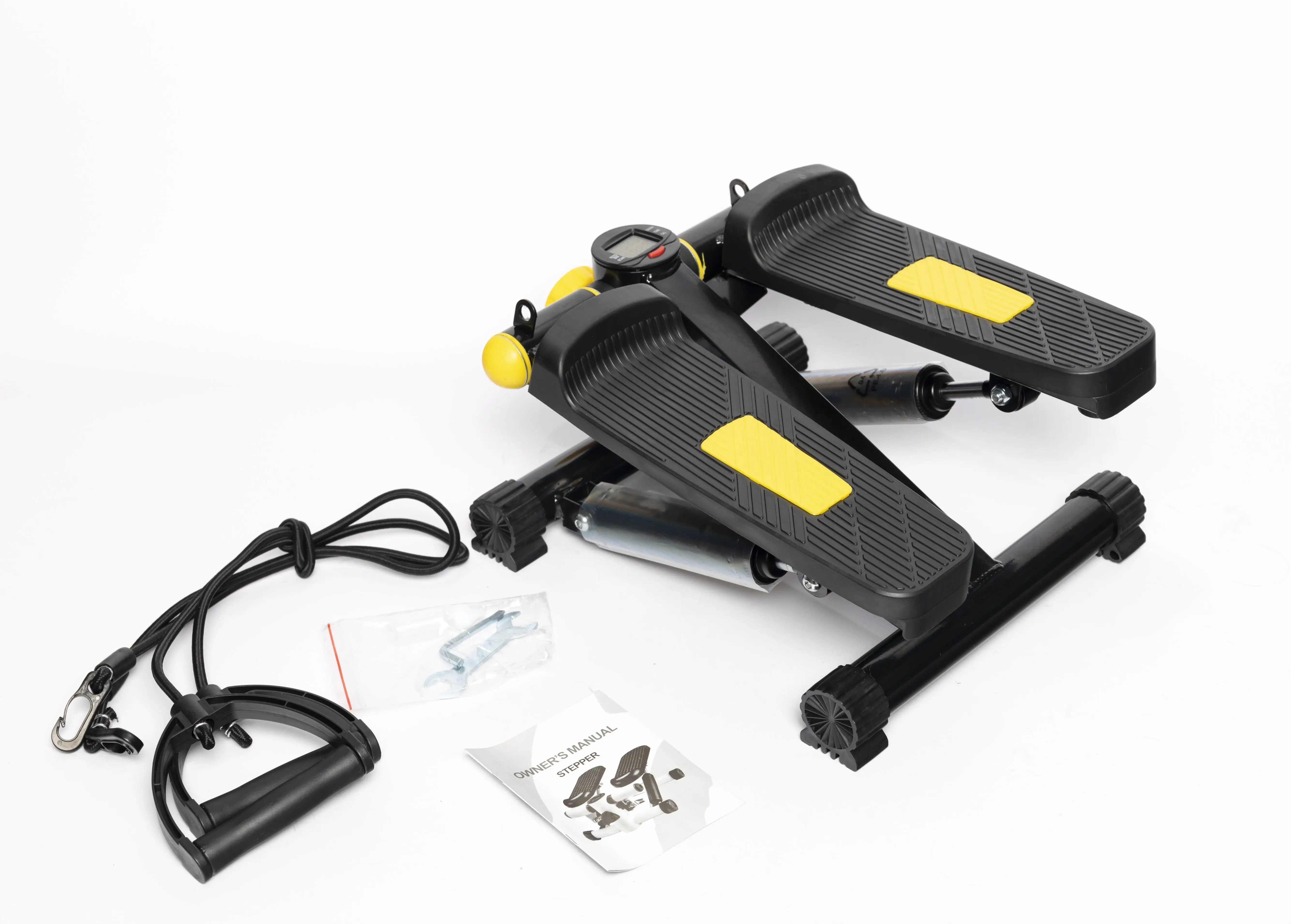 Mini Stepper Stair Stepper Black and Yellow Exercise Equipment with Resistance Bands home gym workout Office Fitness