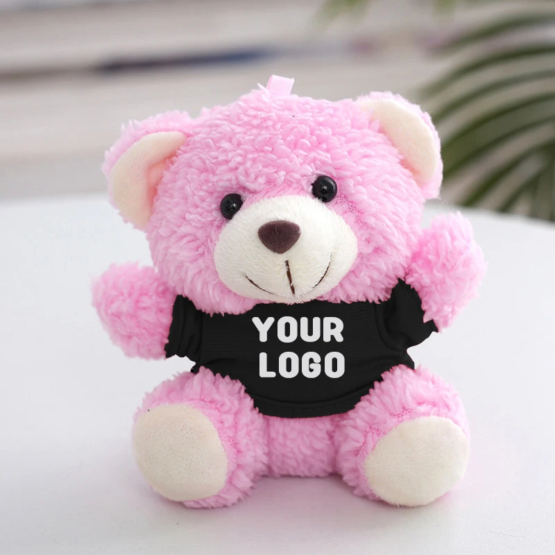 MIni 12cm Promotional gifts Custom Plush keychain plush teddy bear toys custom Logo bear with shirts