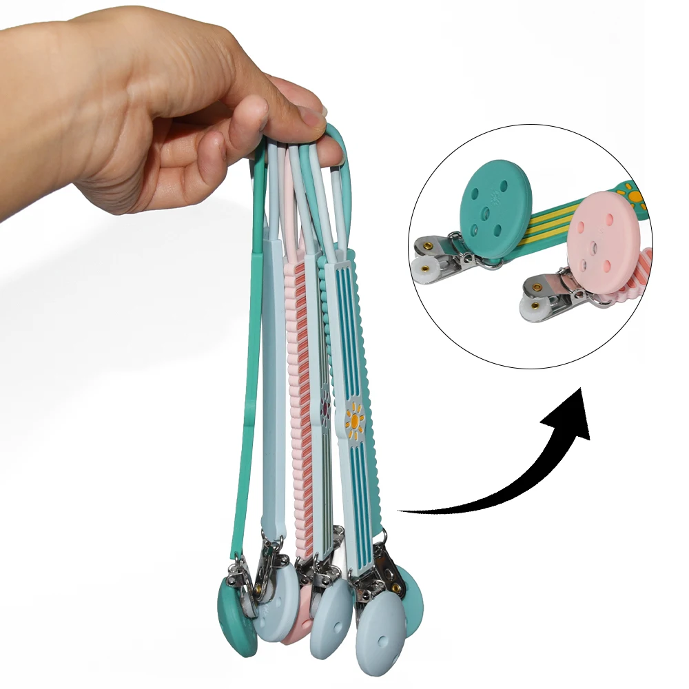 New Hot Selling Silicone Baby Teethers Pacifier Clip Toy Straps for Baby Toy Holder For Stroller Accessories