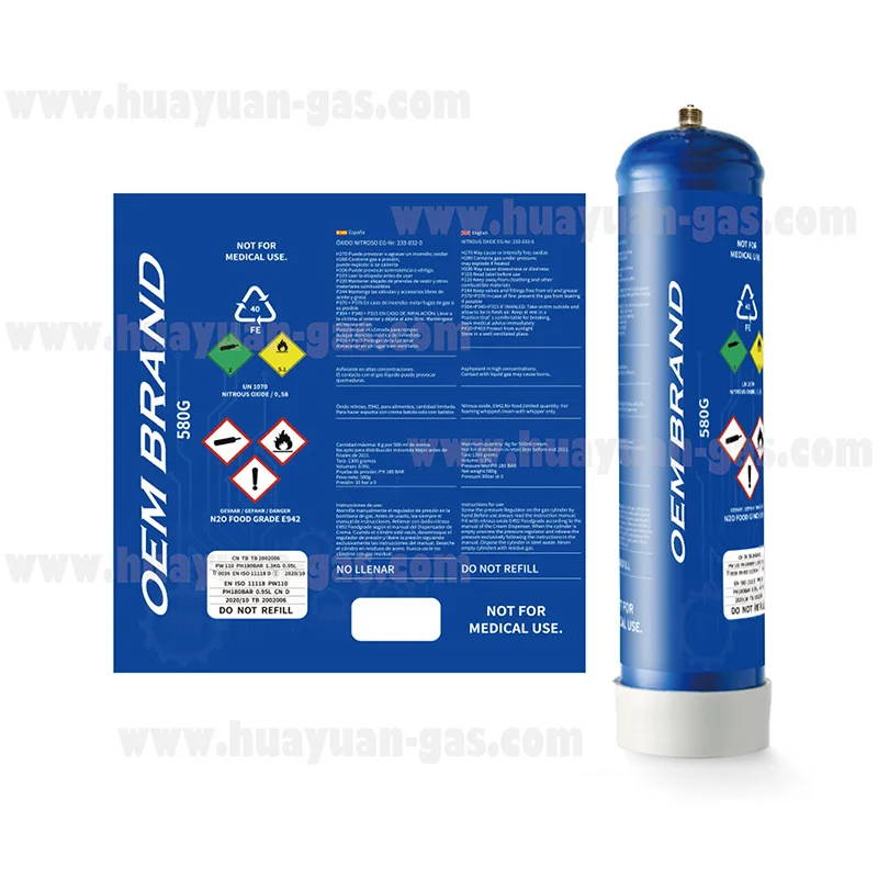 Оптовая продажа, 580 г, N2O заряжающее устройство для взбитого крема из оксида азота, стальное зарядное устройство для крема