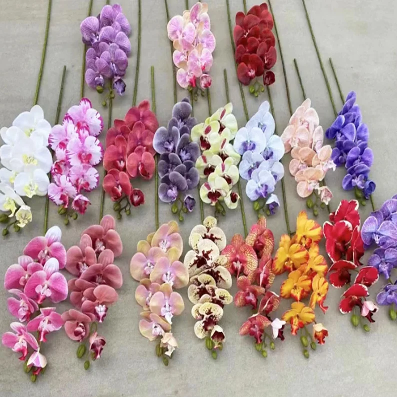 PU Faux Flower Artificial Orchid White Silk Orchids Plant Phalaenopsis Flowers for Home Decor