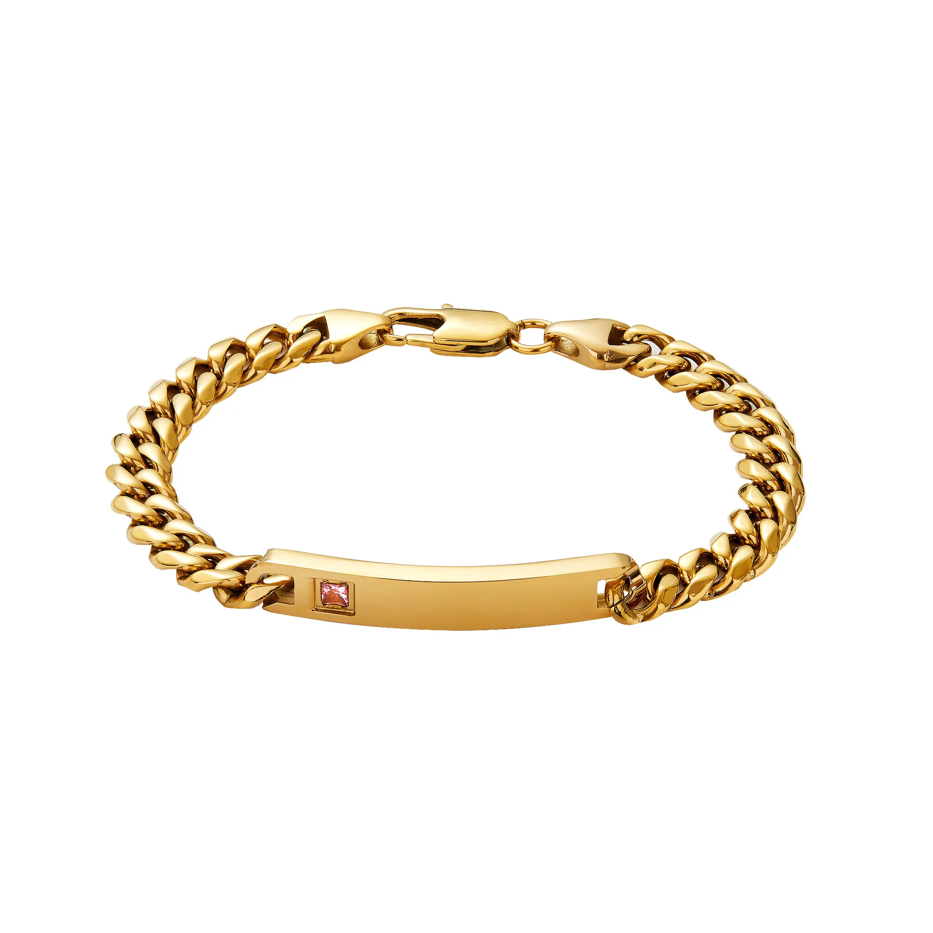 Customized ID Bracelets for Men Women, Stainless Steel Cuban Chain Bar Bracelets, Hip Hop Personalized Identification Bracelets