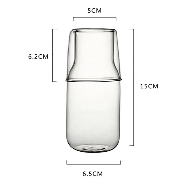 Hot sale Borosilicate Night Glass water jug Kettle Decanter Carafe Pitcher With Tumbler Glass