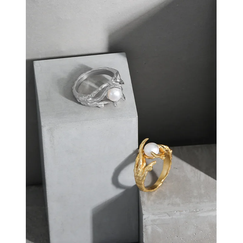 Luxury design 18k gold plated s925 sterling silver pearl mother of pearl baroque pearl statement ring for women ladies best gift
