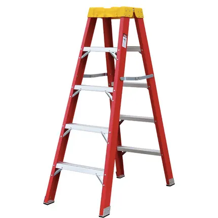high-quality composite grp electric insulating With Platform Tool Traymovable tripod fiberglass ladder
