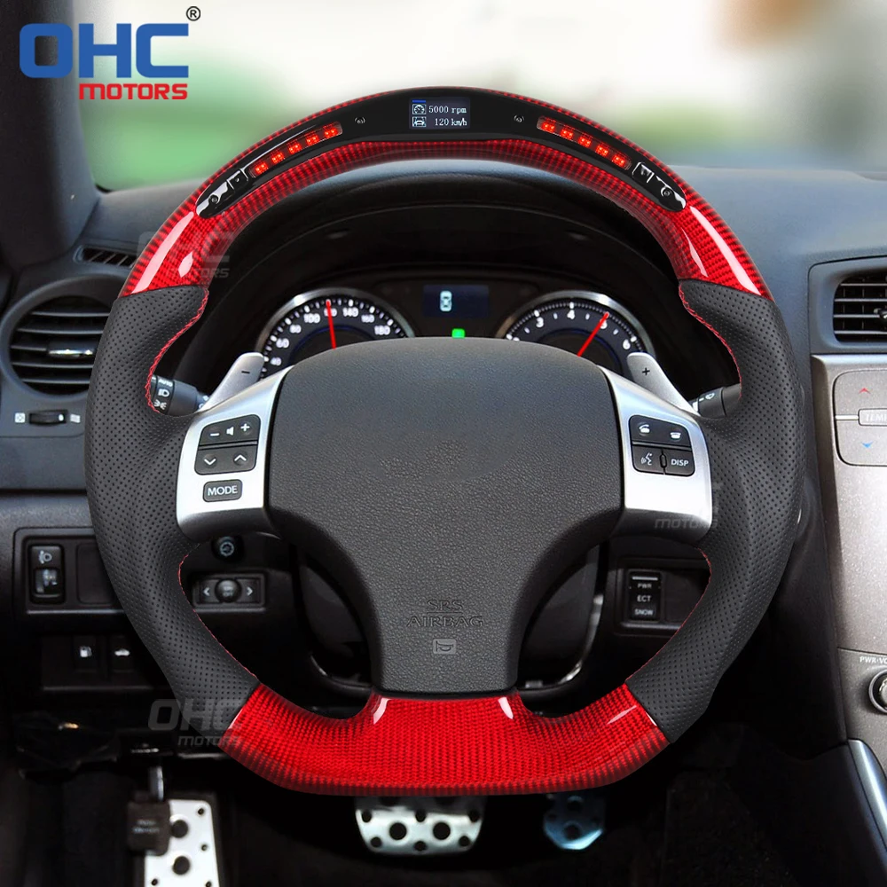 LED Racing OHC Steering Wheel For Lexus IS 250 IS350 is 350 ISF Red Carbon Fiber Steering Wheel