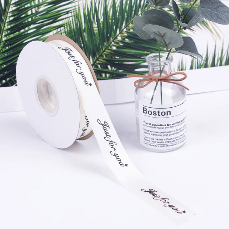 Customizable Inexpensive Monogram Logo Printed Ribbon Decorative Ribbon Bouquet Tie-in Ribbon