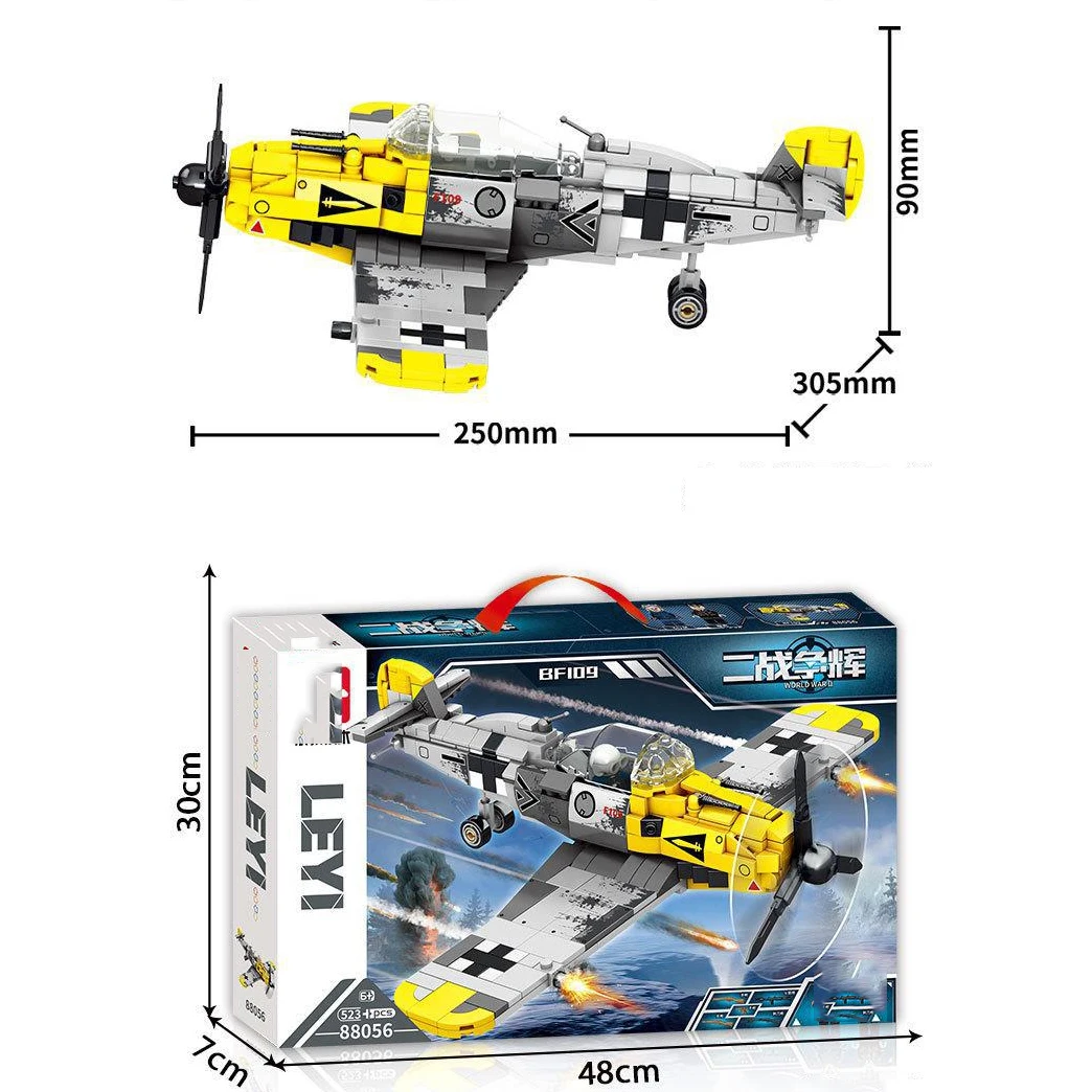 Wholesale Custom Air Force Army Military Collection Fighter Model Brick Plastic High Quality German Bf109 Fighter Building Block