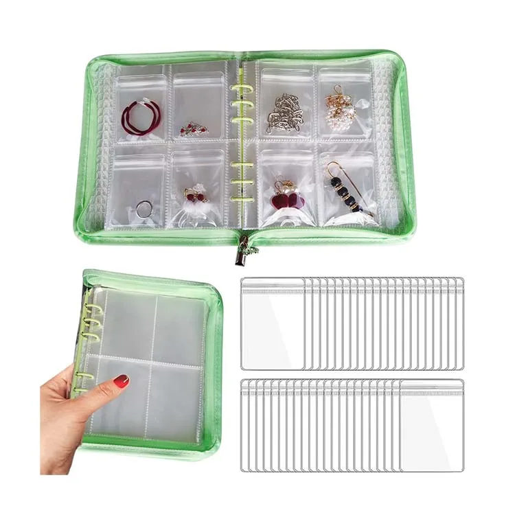 Transparent Travel Folding Jewelry Earrings Bracelets Rings Brooches Storage Plastic Jewelry Album Book