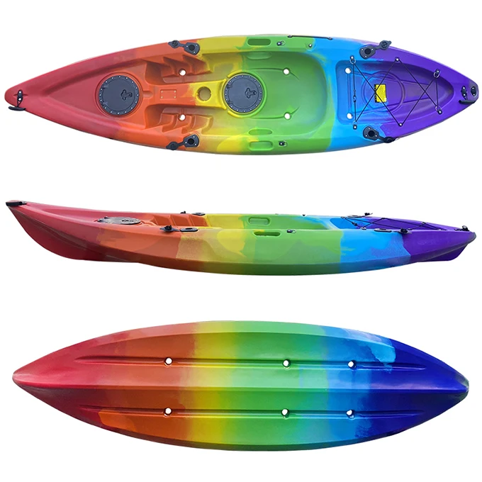 Wholesale  2.9m Rainbow Colored Plastic Single  Fishing Kayak