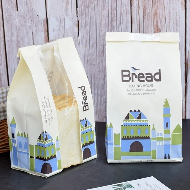 
Kraft Paper Bread Clear Avoid Oil Packing Baking Food Package Plastic Reusable Biscuit Cookies Self Standi Toast Bags 