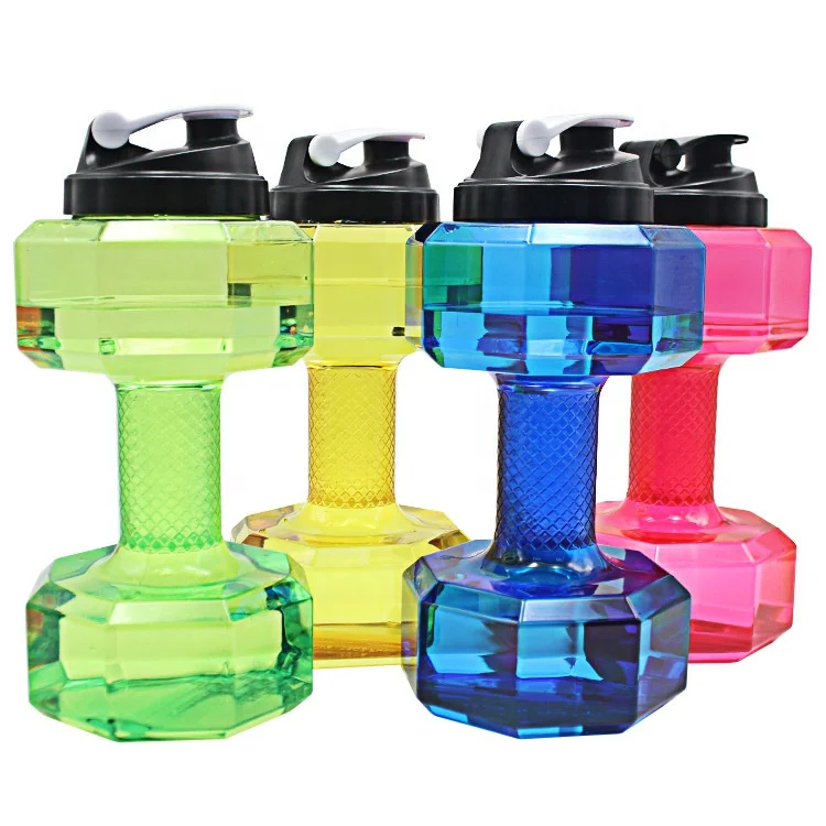 2.2 Liter gym water bottle plastic dumbbell shape PETG sport shake  bottle