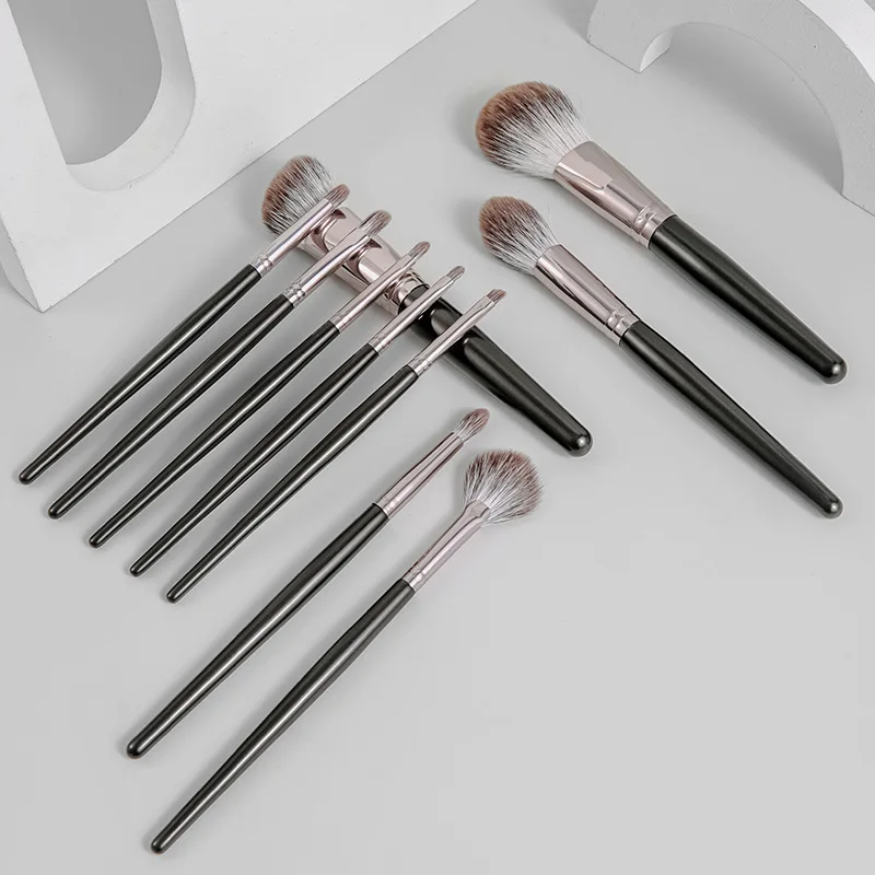 High End Cosmetic Brush Kit 10 PCS Luxury Snow Fox Hair Brush Bag Portable Makeup Brush Set