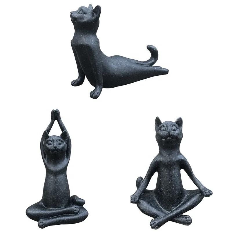 Custom antique decorative polystone statue resin black sandstone yoga figurine
