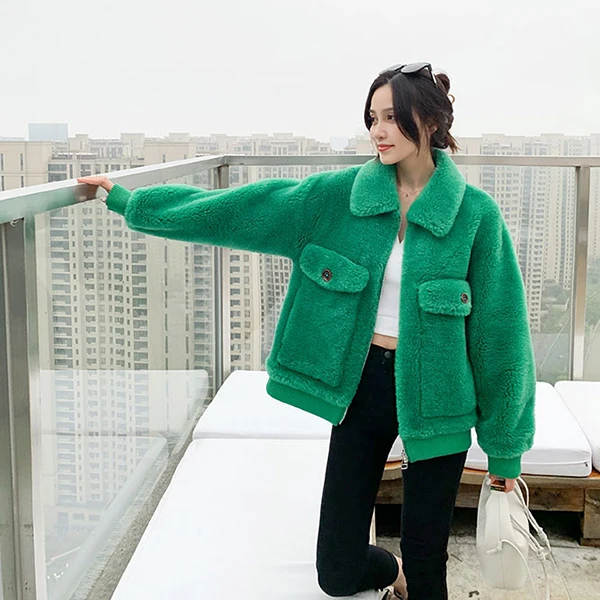 Factory Wholesale Woman Clothes Sheep Shearing Fur Jacket Casual Girls Winter Autumn Outwear Sheepskin Coat