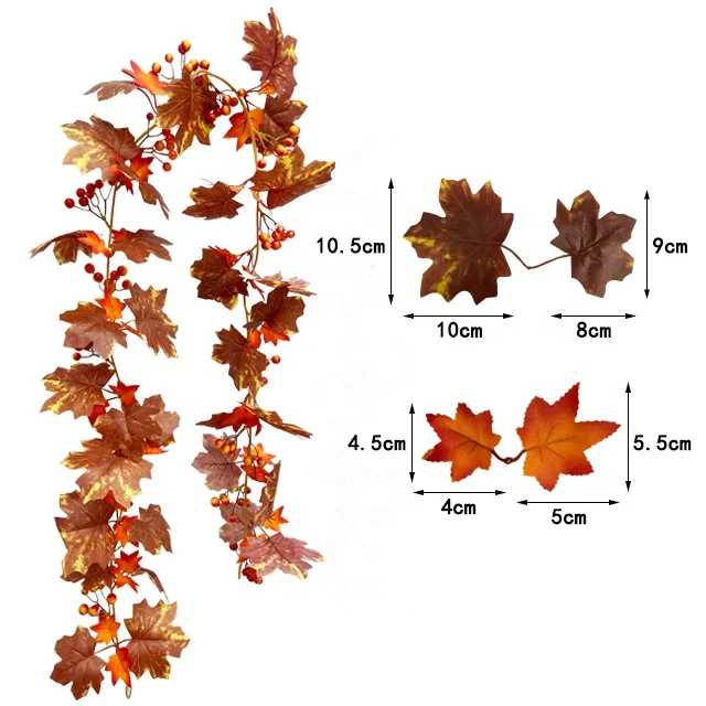 Artificial Plant Vine Artificial Maple Leaf Rattan For Christmas Silk  Flower Wall Hanging Outdoor Indoor Party Scene Decoration
