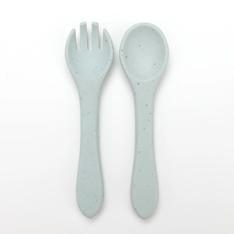 JWX Modern Design BPA-Free Foodgrade Silicone Baby Feeding Set with Spill-Proof Suction Spoon Bowl for Kids Eating Training