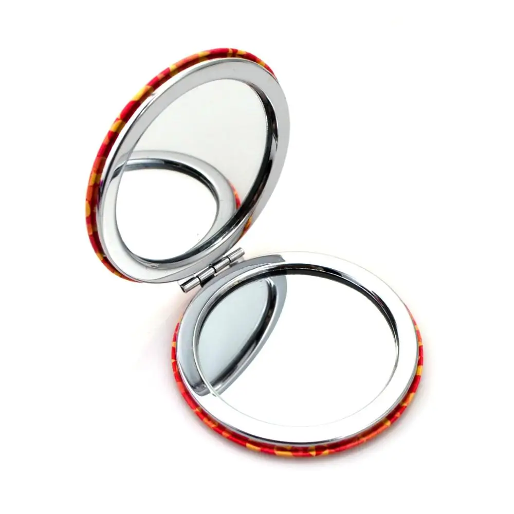 Wholesale Portable Orange Color Pocket Mirror Small Size Plastic Round Compact Travel Makeup Mirror Suitable for Gift Giving
