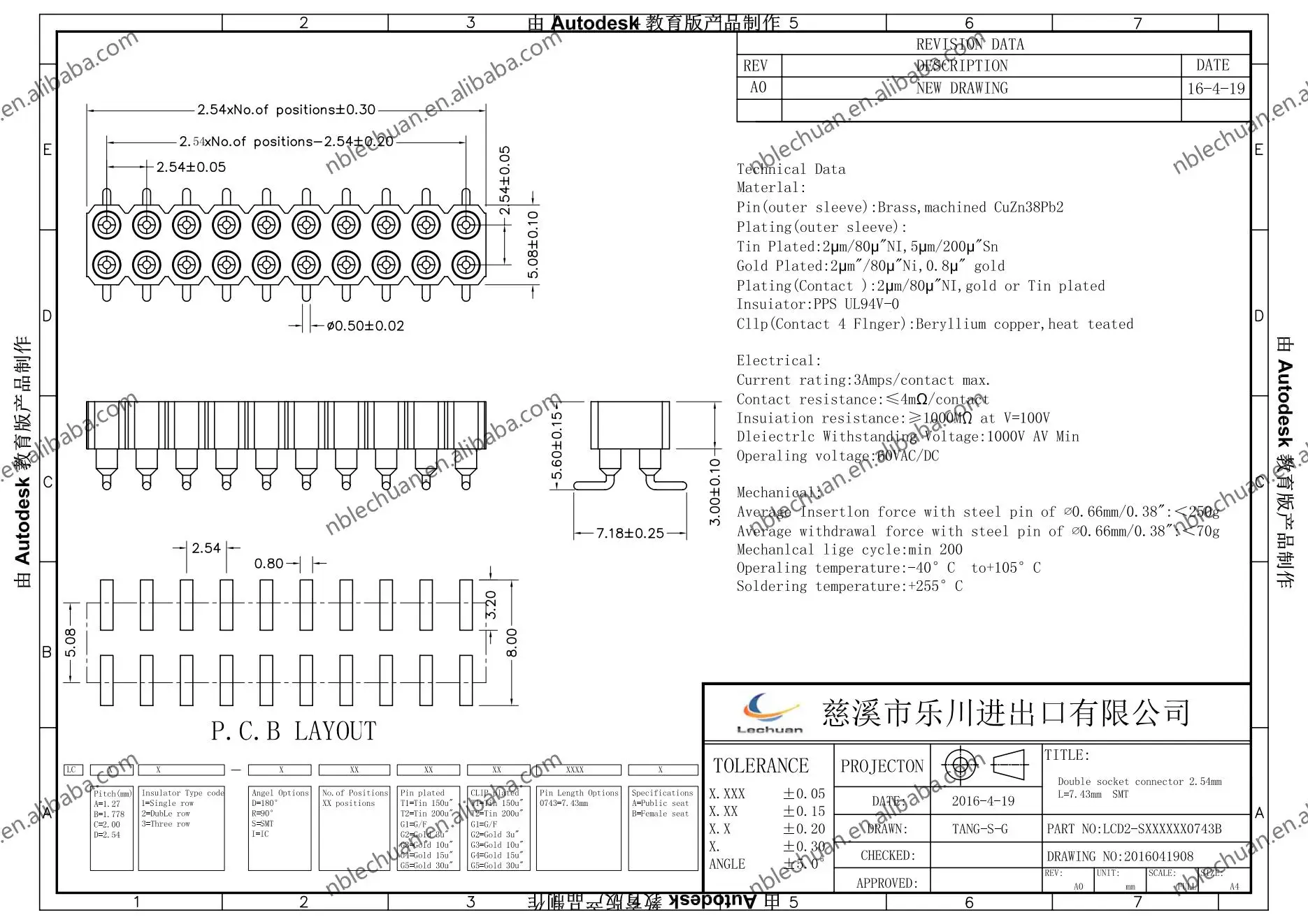 Machined round pin single row dual row 2.54 1.27 2.0 2.54 mm female header Straight Right angle SMT  Pin length 17.8mm