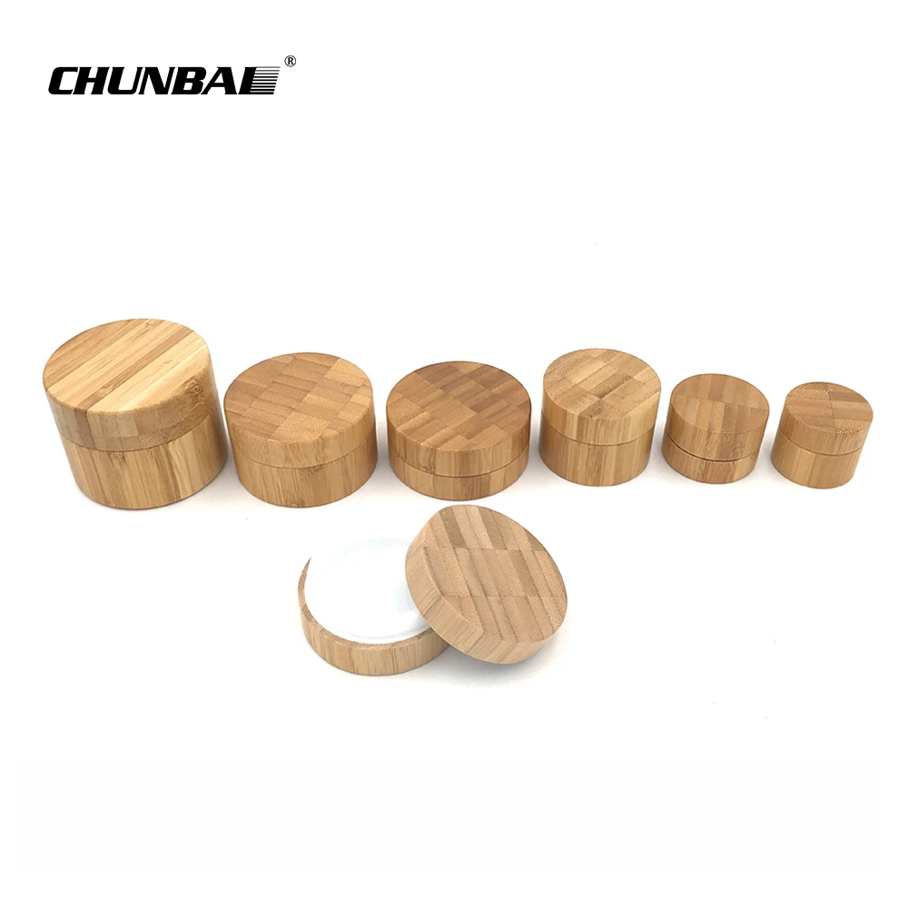 Wholesale customized bamboo cream jar 1oz 2oz 3oz 4oz 5oz 6oz spice jar bamboo