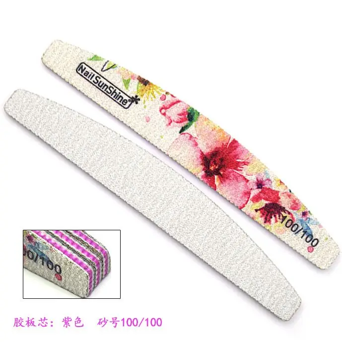 Custom Printed Half Moon Foam metal nail file Nail File 100/180