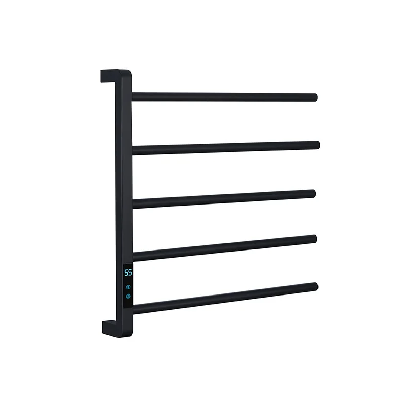 Wall Mounted Stainless Steel Towel Warmer 5 bars Rotating Towel Warmer Drying Rack Electric Heated Towel Rack with Storage Rack