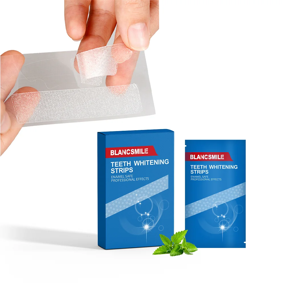 Hot Selling 14 Pairs Teeth Whitening Strips Raspberry Residue Free 6% HP PAP Gel Stirp Private Logo