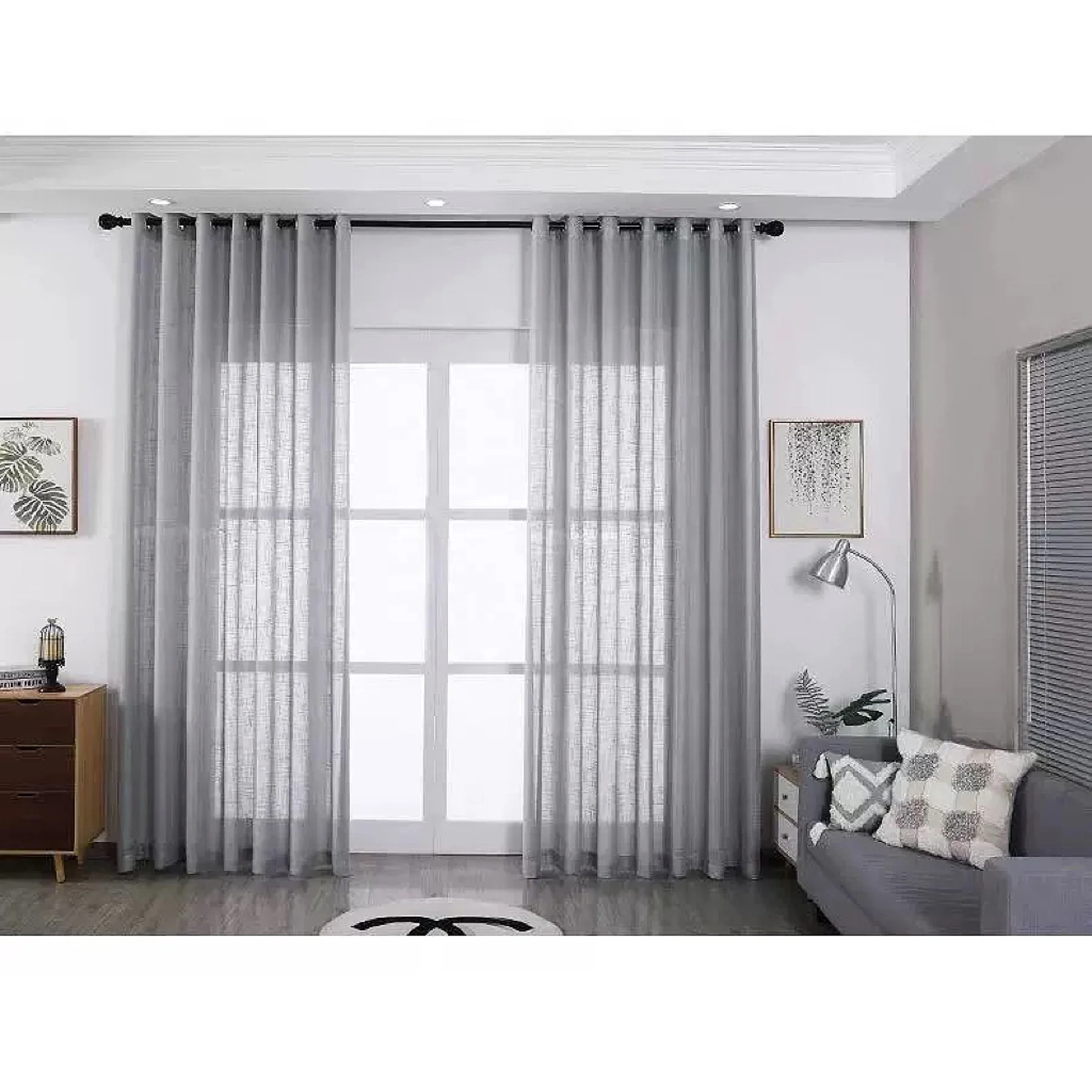 Ready-Made 100% Pure Linen Gauze Sheer Curtain Lightweight