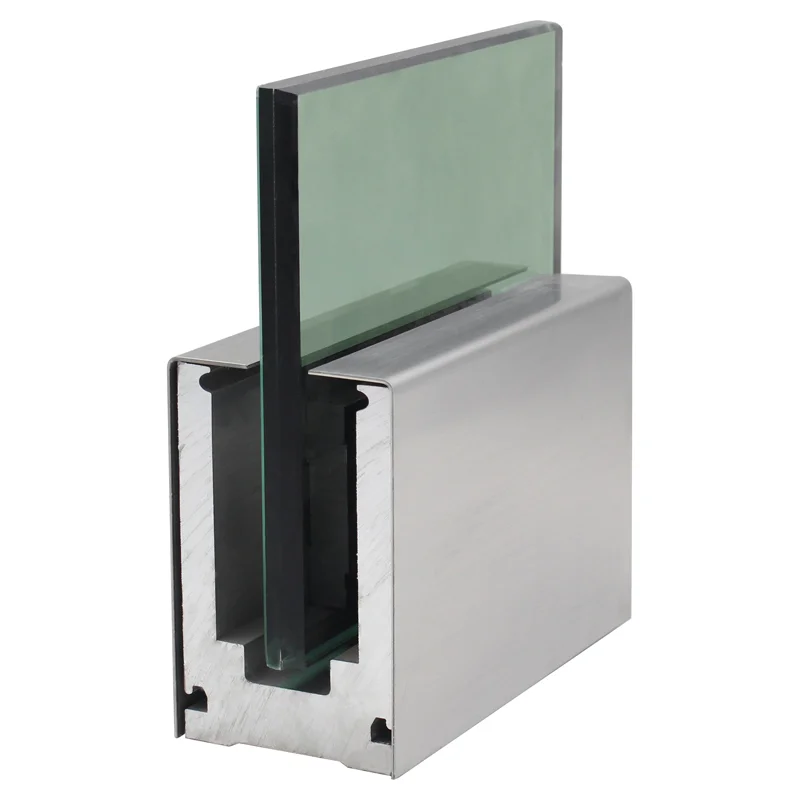 lamel fence outdoor balcony glass frameless balustrade railing clamp aluminum u shape channel system profie