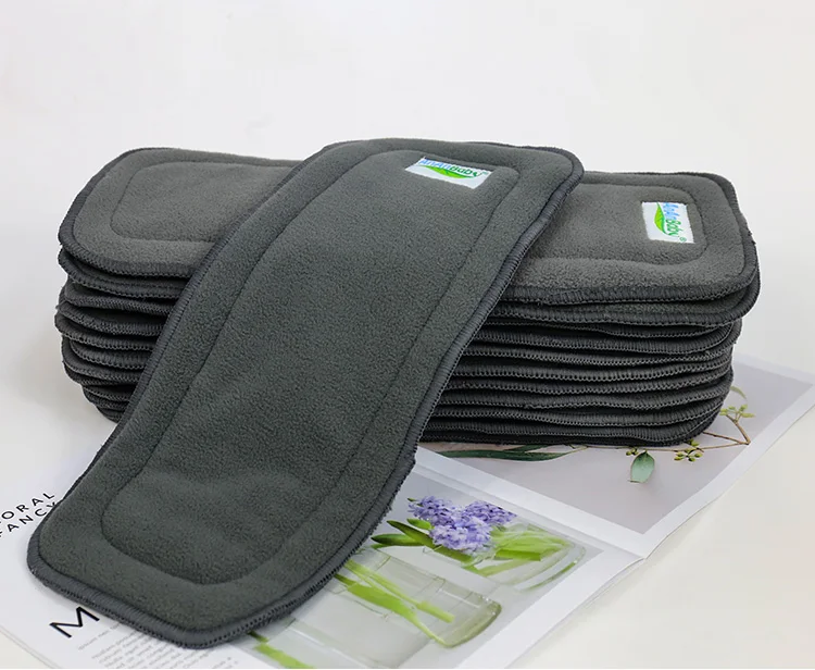Super Soft Absorbent Baby Cloth Nappy Inserts 4 Layer Bamboo Charcoal Inserts 35X13.5cm For Diapers