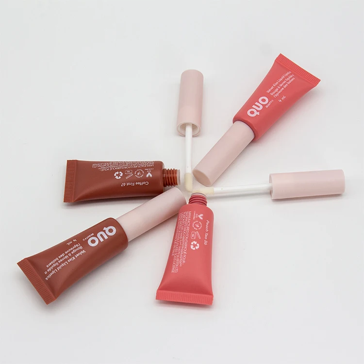 custom logo 15ml empty lip gloss container soft lipgloss cosmetic packaging squeeze tube with WAND