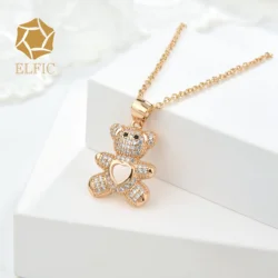 Elfic Animal Charm Pendant Children Gift Gold Plated Bear Pendant   oro laminado 18k pendant new design