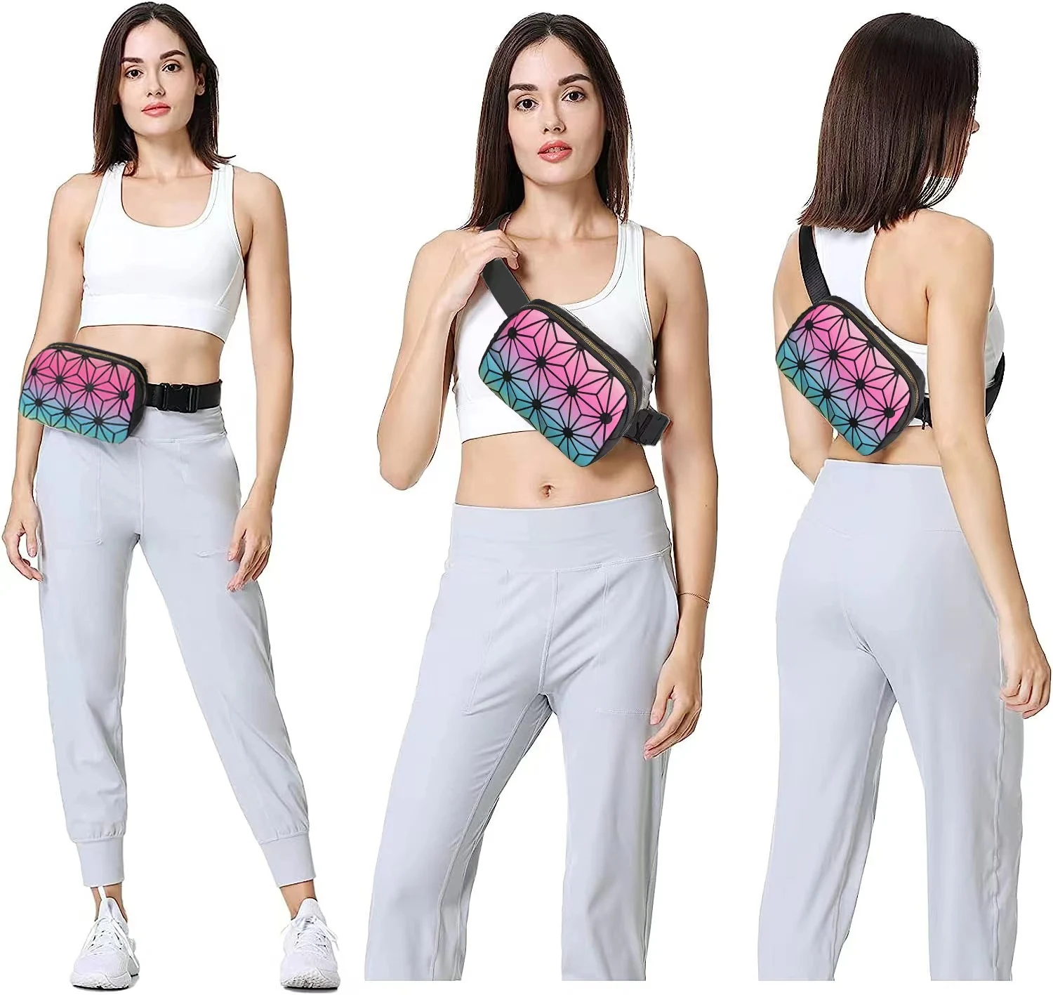 Luminous Travel waist belt Women Waterproof PU Fanny Pack Waist Bag Purse for Women Chest Bag Crossbody Belt Sport Bag