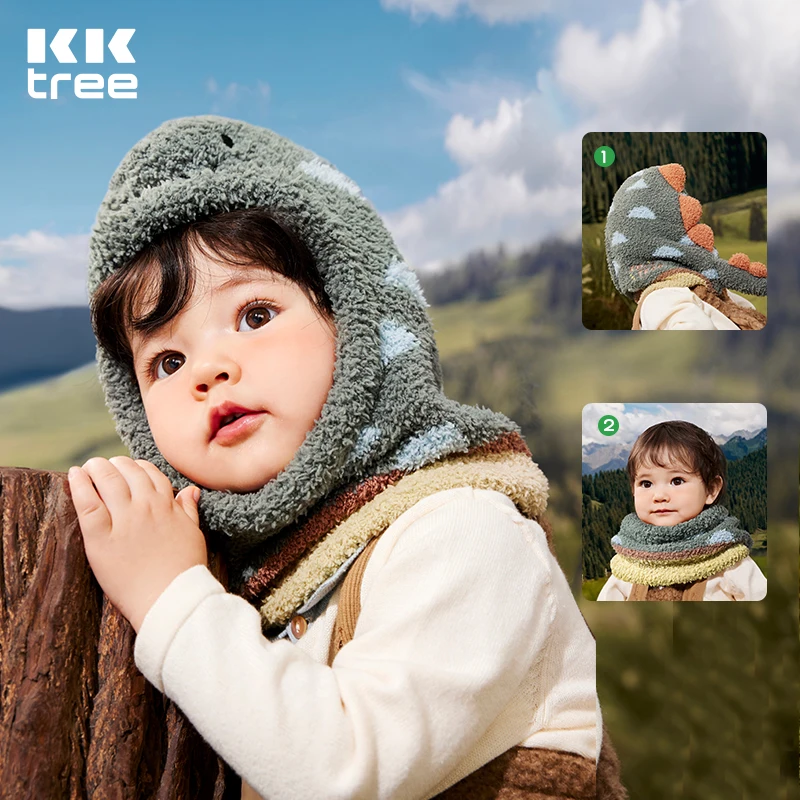 KOCOTREE Toddler Knit Fuzzy Winter Warm Hat Cartoon Animal Dinosaur Warm Hat for Kids Boys and Girls