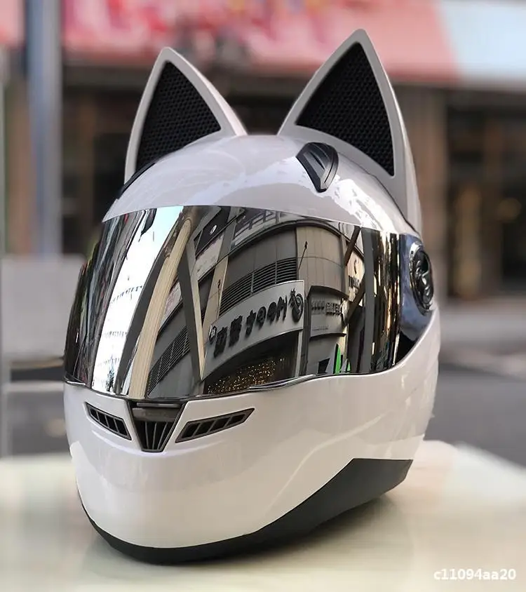 Yoursjoys open face bike motorcycle Cat ears helmet ornament cute motorcycle helmets