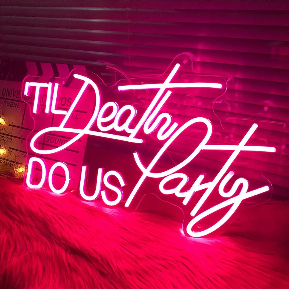 Sign Decor Led Light Wall Flex Vibe Lights Letters For Girls Home Bedroom Custom 12V Lamp Words Til Death Do Us Party Neon Signs
