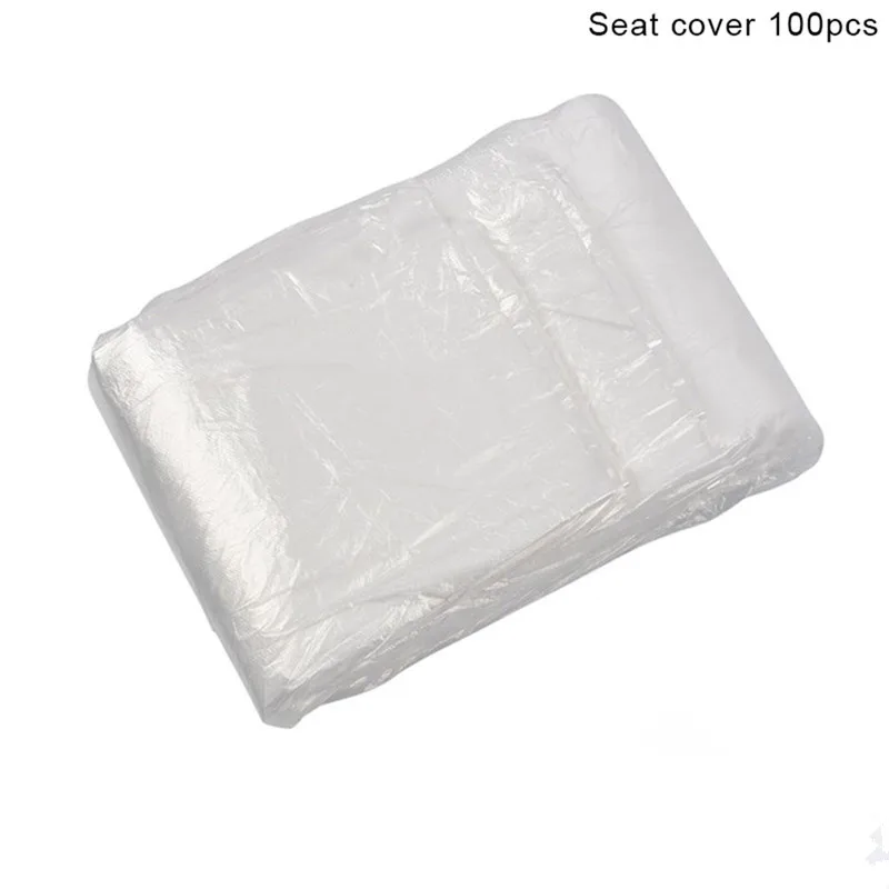 100pcs Disposable Car Soft Seat Cover Plastic Universally Waterproof Care Cleaning Beauty Repair Protective Cover