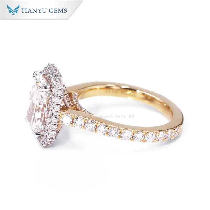 Tianyu Custom 14K 18K Women Radiant Cut VVS Engagement Solid White Yellow Gold Lab Grown Diamond Wedding Ring With IGI Certified