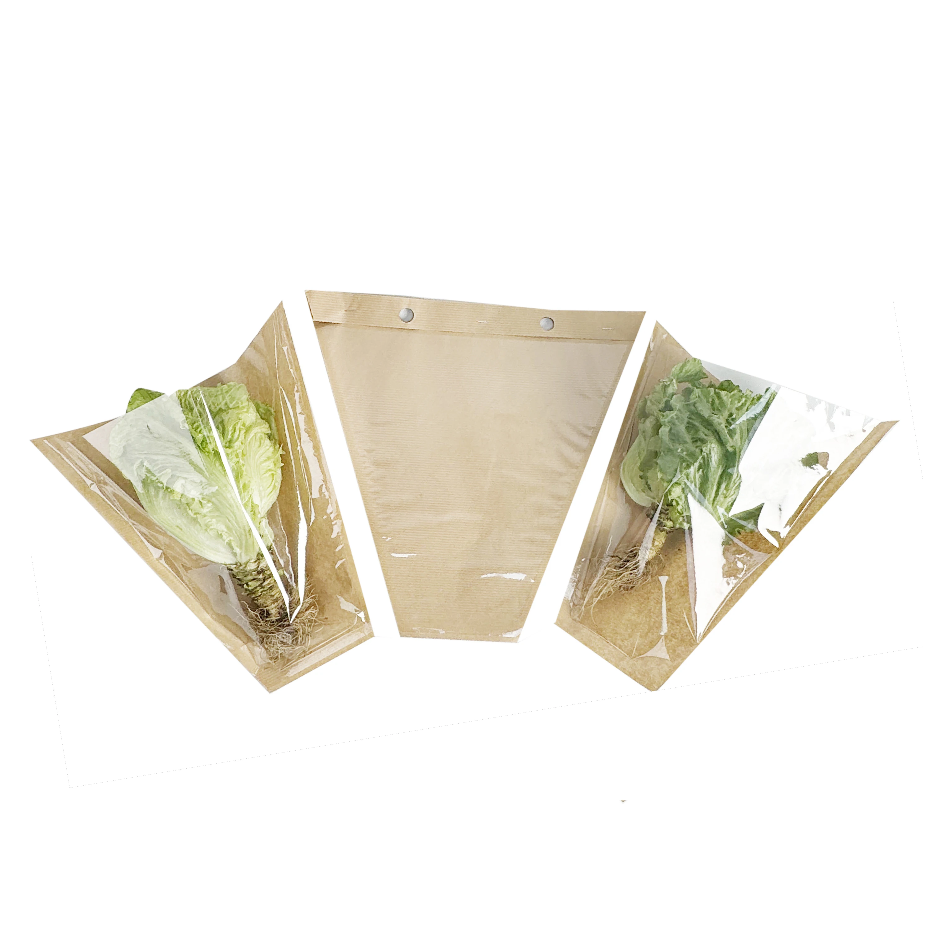 Biodegradable Hydroponics Shrink Bags for Fresh Living Lettuce & Herb Roots Bottom Closure for Agriculture Use