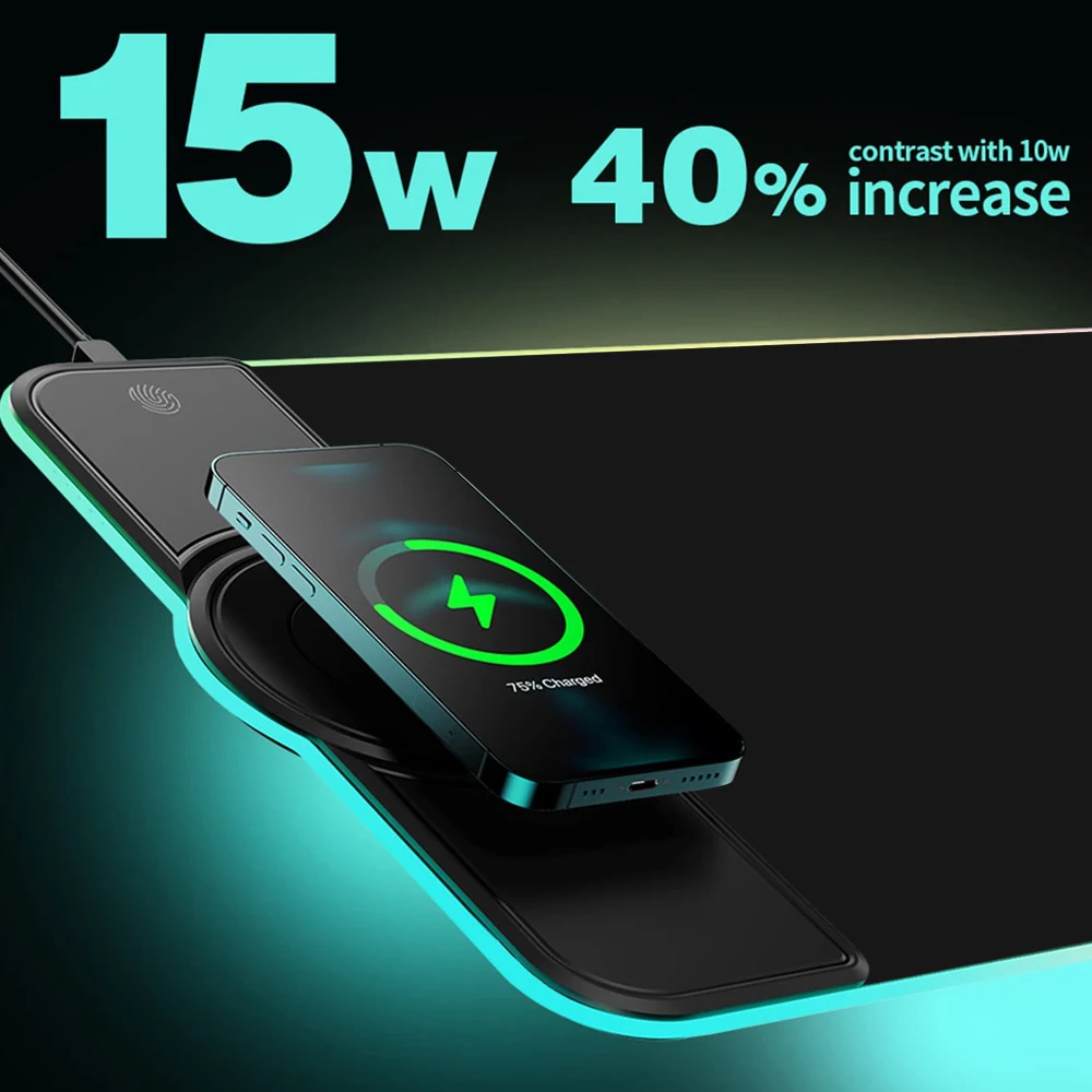 Hot Sale High Quality Natural Rubber Customized Wireless Charging Keyboard Pad Game Office Desk Mouse Mat