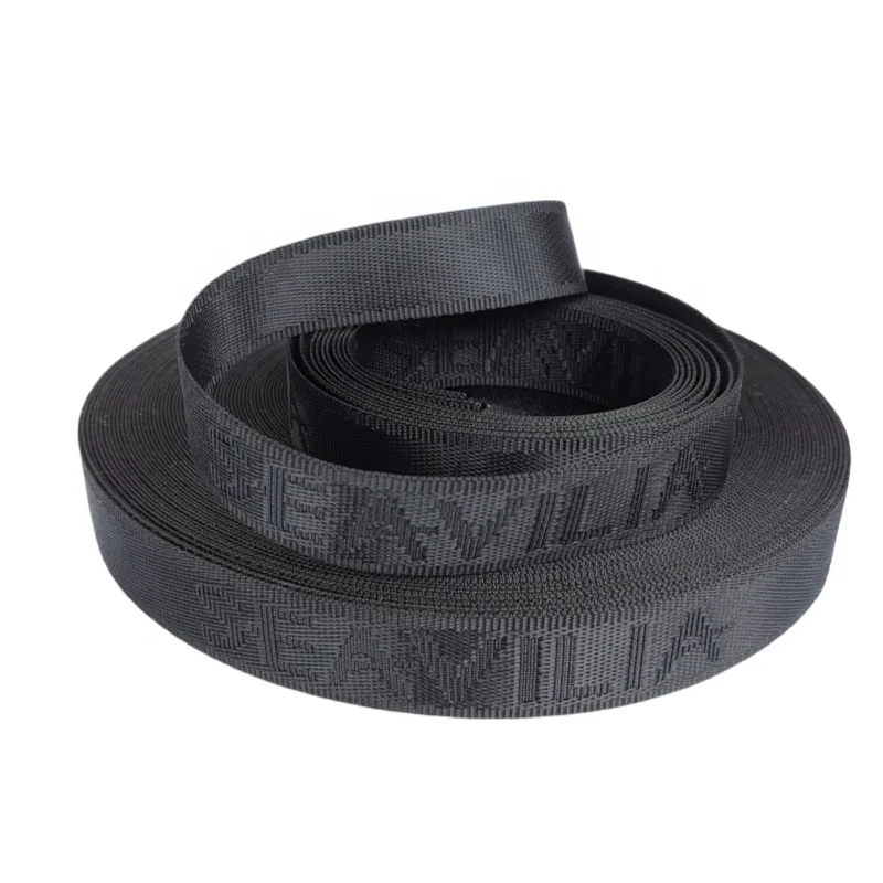 High Quality Black 100% Polypropylene/Imitation nylon Jacquard Letter Webbing Strap Ribbon