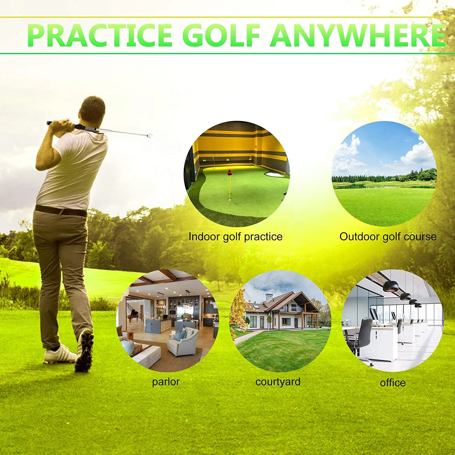 Hot Sales Custom Logo Golf Training Aid Pop-up Power Flex Swing Trainer Aid Strength Golf Warm-Up Stick Golf Gifts for Men