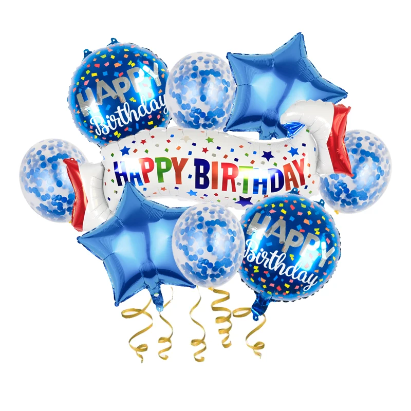 9PCS Happy Birthday Balloons Set Foil Balloon Banner Baby Party Decoration Backdrop happy birthday party supplies decorations