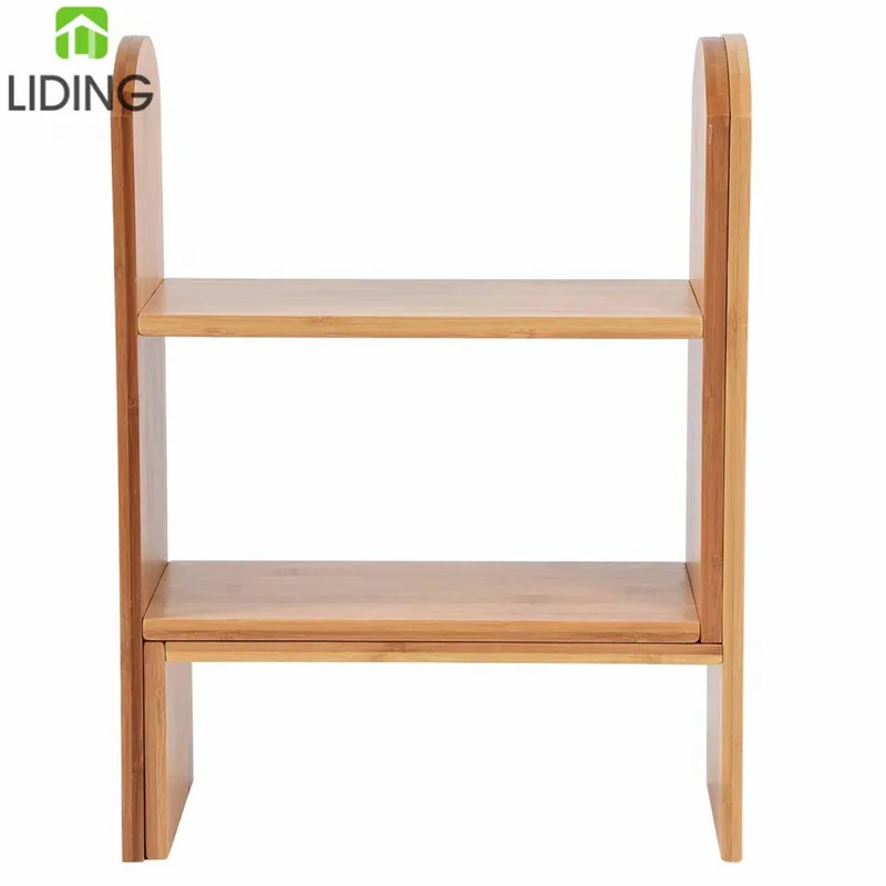 Bamboo Adjustable Desktop Bookshelf,  DIY Desk Rack Organiser, Multipurpose Counter Top Storage Display Shelf
