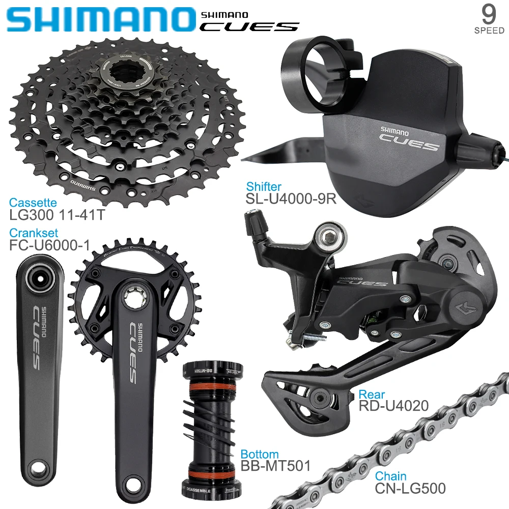 SHIMANO CUES U4000 набор для MTB Bike 1x9 скоростной переключатель U4000 U3020 U4020 задний переключатель FC-U6000 коленчатого вала LG500 комплект цепи