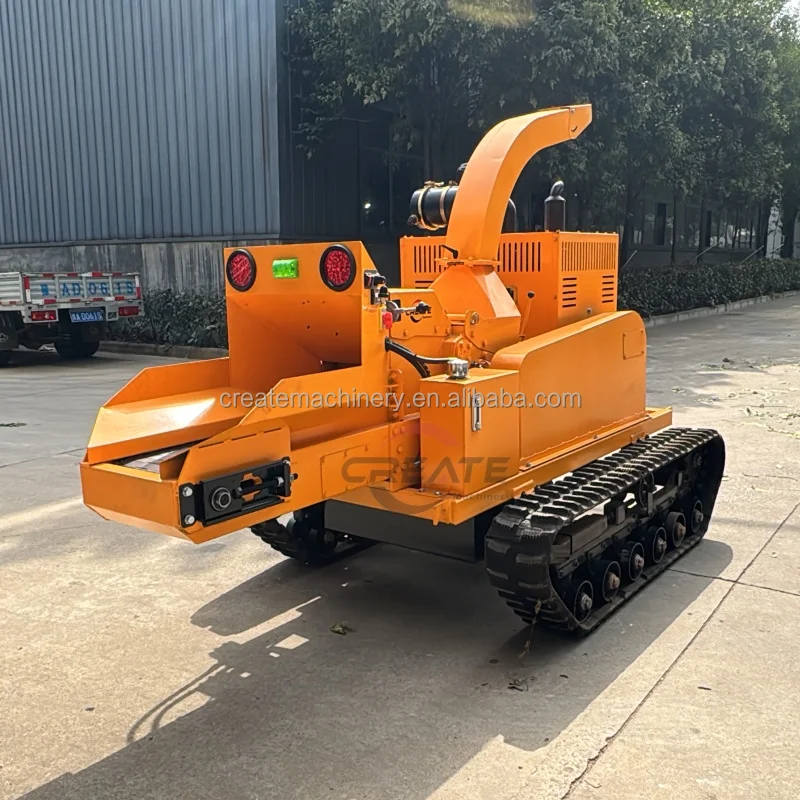 CE Hot Selling 55HP Garden Branch Crusher Tracked Wood Chipper Logs Grinder Diesel Mobile Wood Chipper European Standard