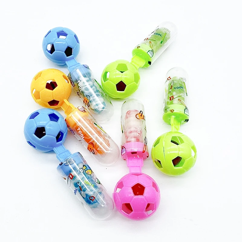 china high quality hand clap candy toys so funny Football bell foot shaped candy manufacturer and lollipop toy for children
